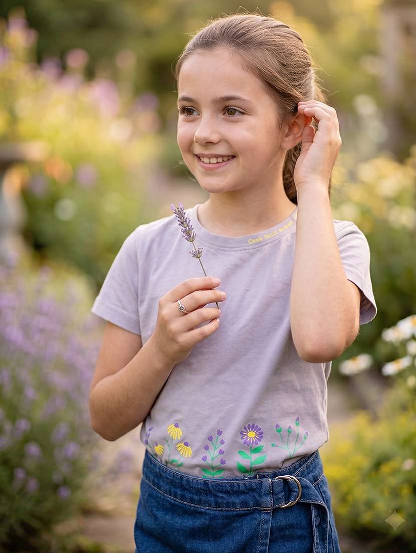 girls printed short sleeves regular tee - 22624843 -  Standard Image - 1