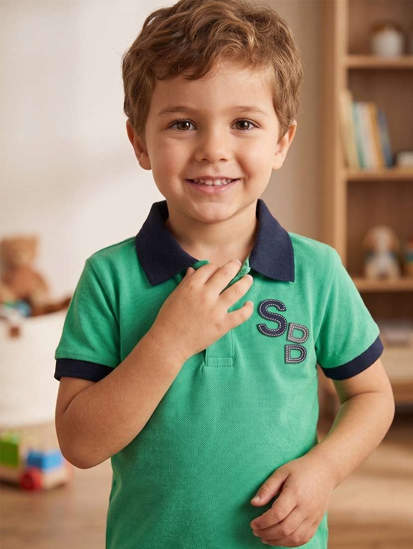 Boys Patched Detailed Short Sleeves Polo T-shirt - 22624850 -  Standard Image - 1