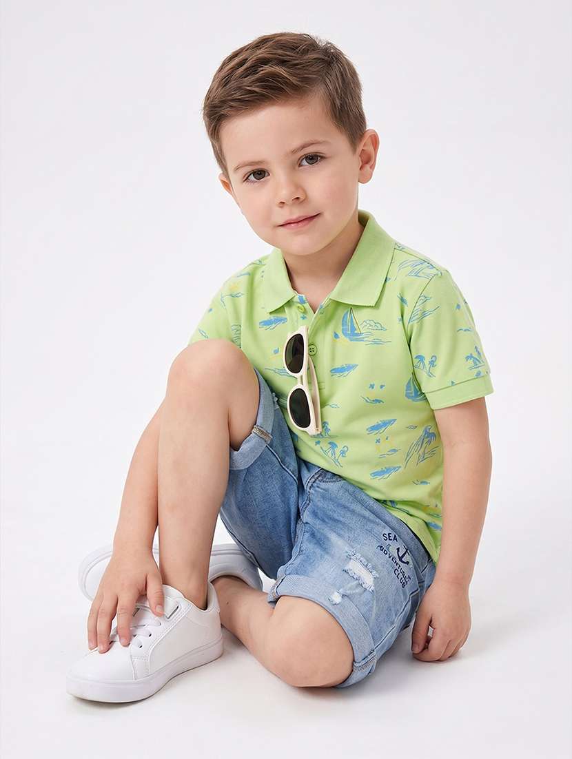 Boys Printed Short Sleeves Polo T-shirt - 22624853 -  Standard Image - 4