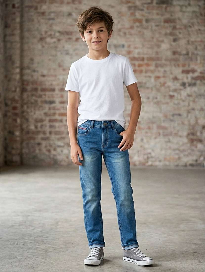 boys washed mid rise slim fit jeans - 22625660 -  Standard Image - 4