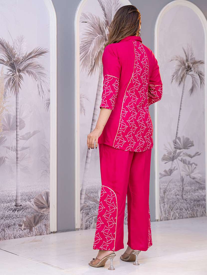 women embroidered three quarter sleeves ethnic co-ord set - 22625687 -  Standard Image - 4
