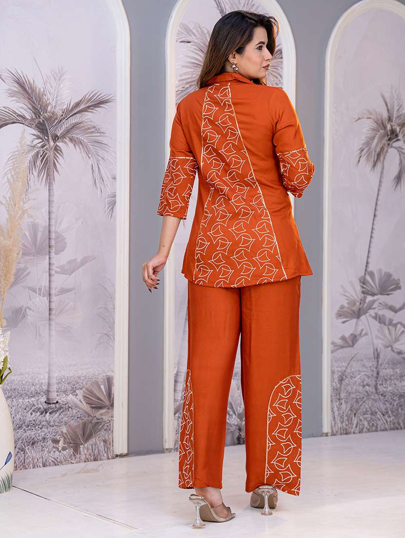 women embroidered three quarter sleeves ethnic co-ord set - 22625688 -  Standard Image - 4