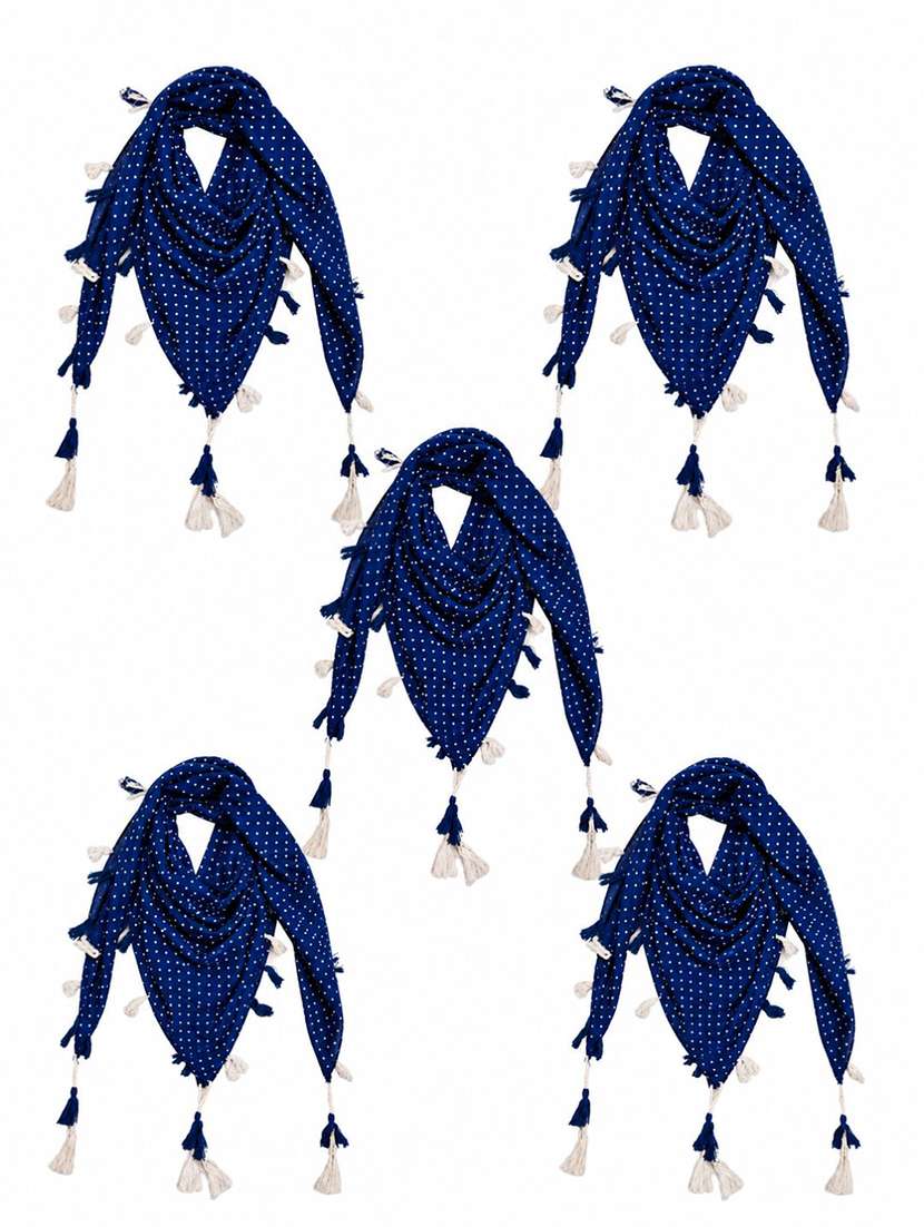 women set of 5 printed scarf with tassels - 22625725 -  Standard Image - 1