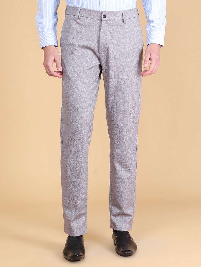 men textured mid rise regular fit formal trouser - 22626278 -  Standard Image - 1
