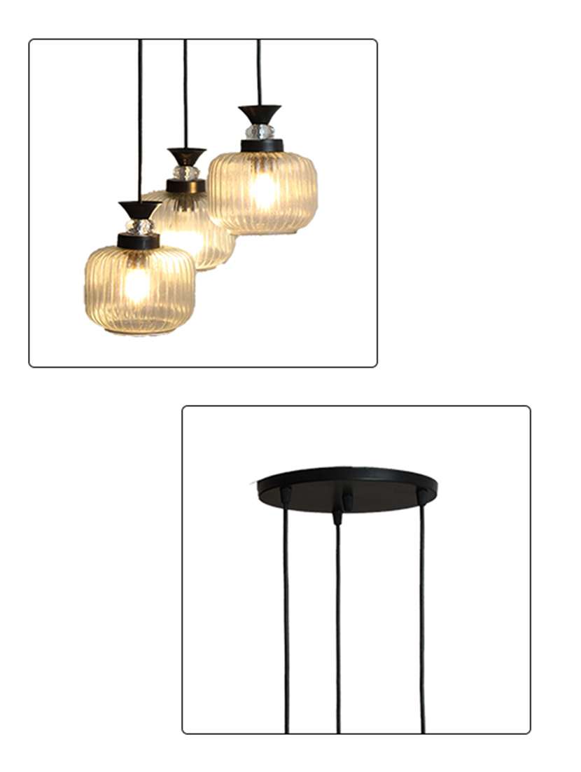 3-light clear ribbed glass cluster hanging light - 22626296 -  Standard Image - 1