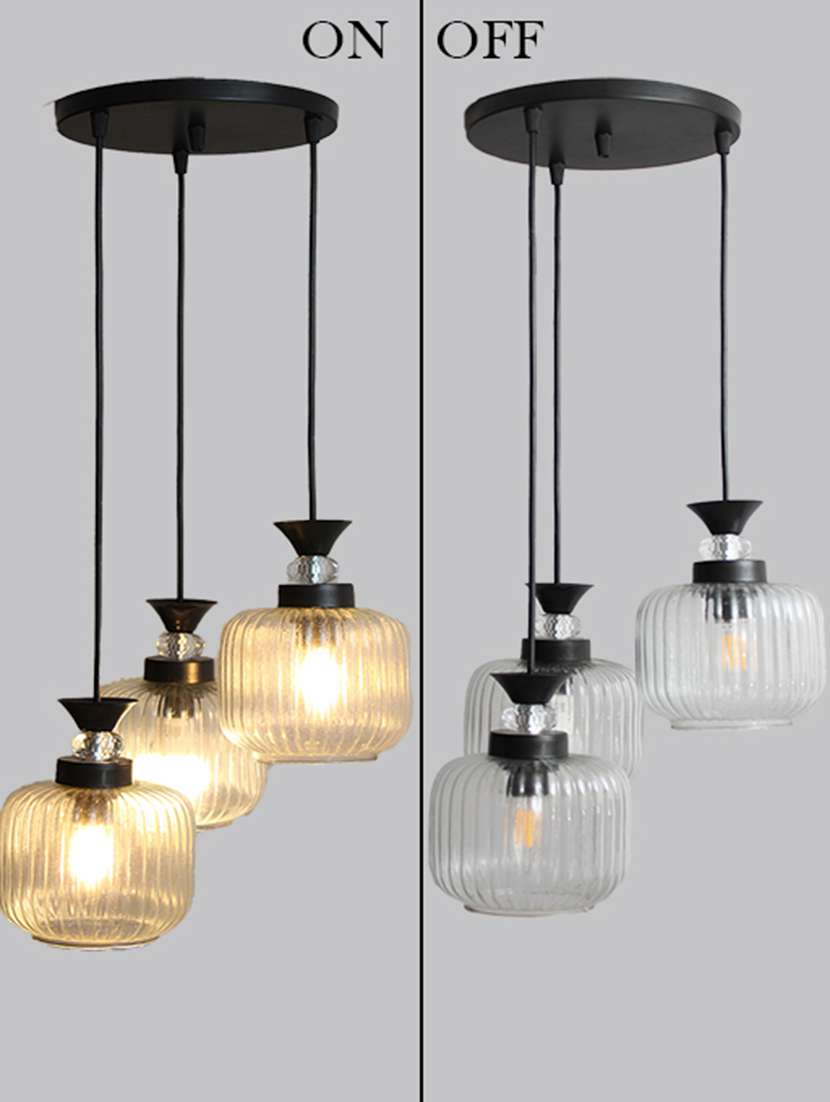 3-light clear ribbed glass cluster hanging light - 22626296 -  Standard Image - 6