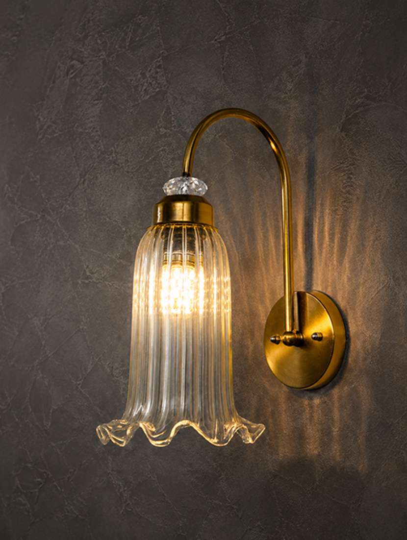 antique brass fluted glass wall sconce - 22626380 -  Standard Image - 1