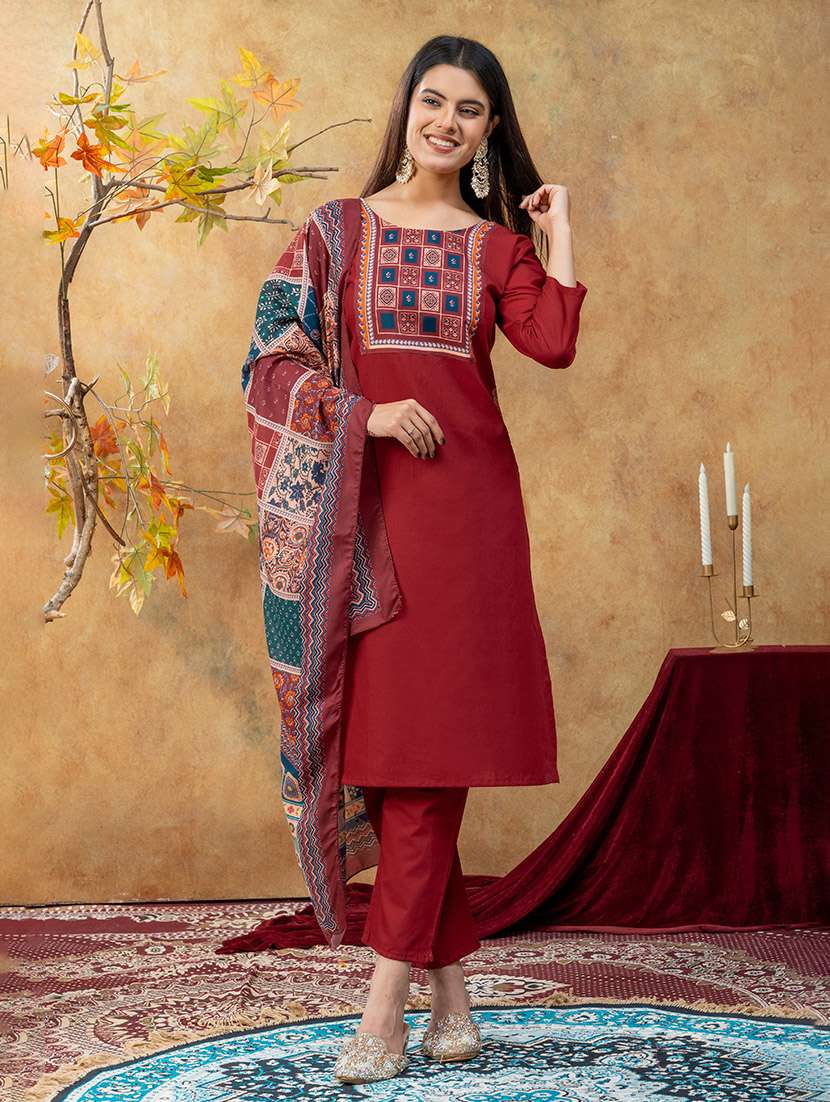 women printed three quarter sleeves kurta pant set with dupatta - 22626431 -  Standard Image - 4