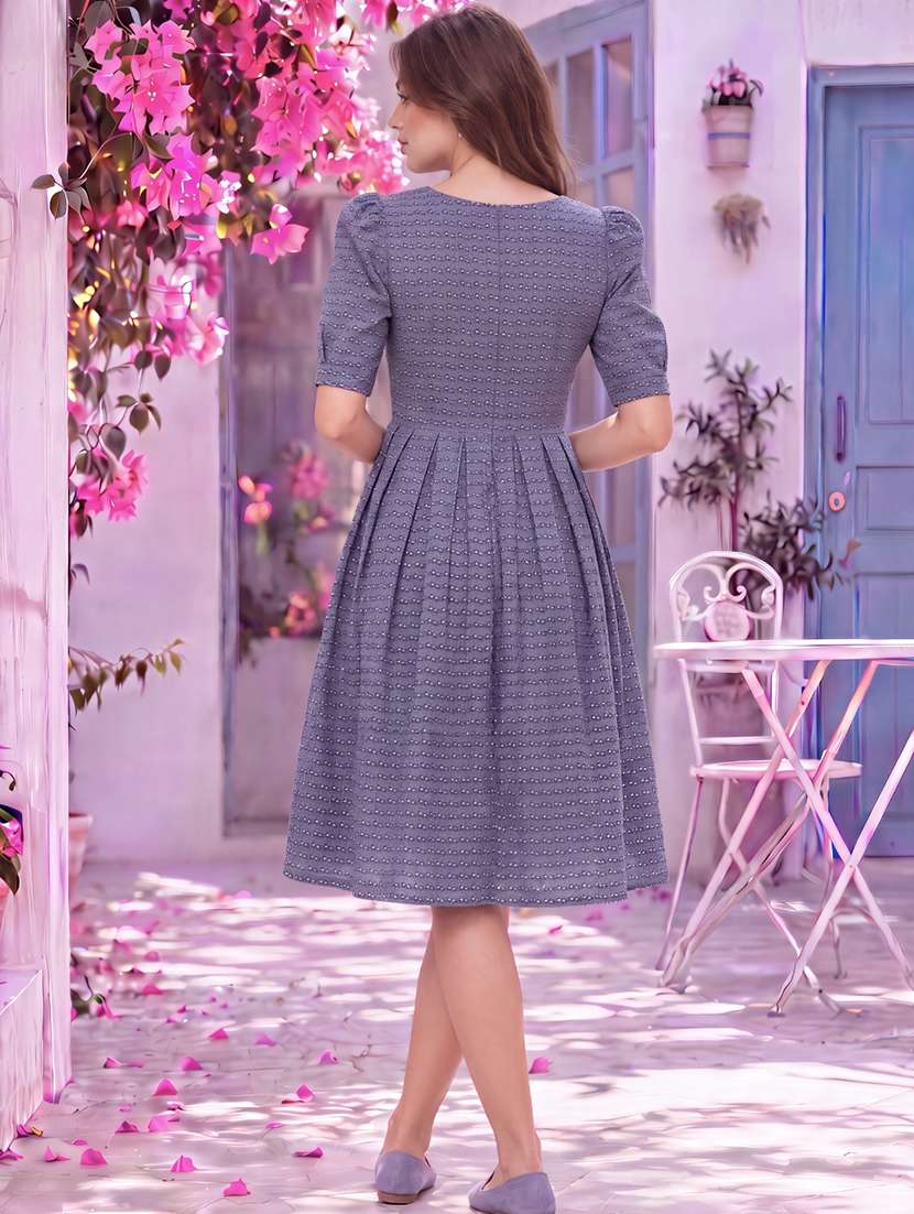 Women Printed Puff Sleeves Fit And Flare Dress - 22626778 -  Standard Image - 4