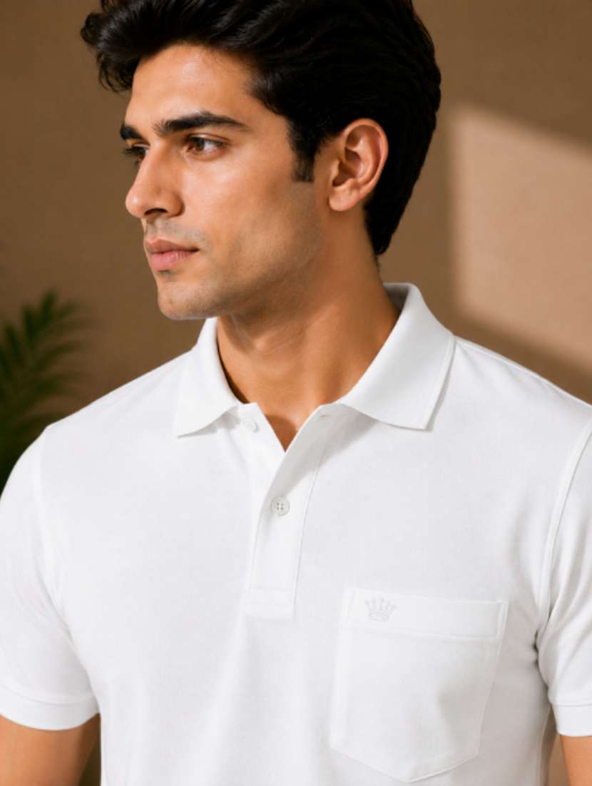 Men Solid Short Sleeves Polo T-shirt - 22626936 -  Standard Image - 1