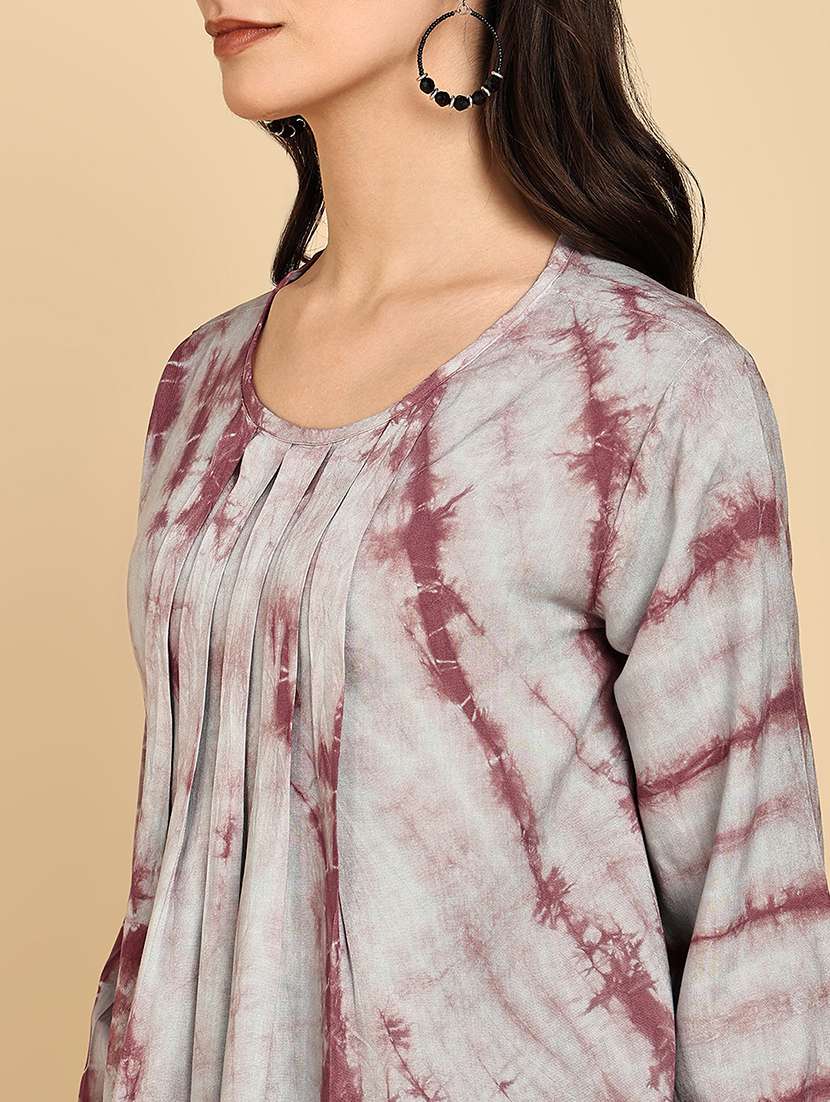 women tie and dye three quarter sleeves regular top - 22627188 -  Standard Image - 1