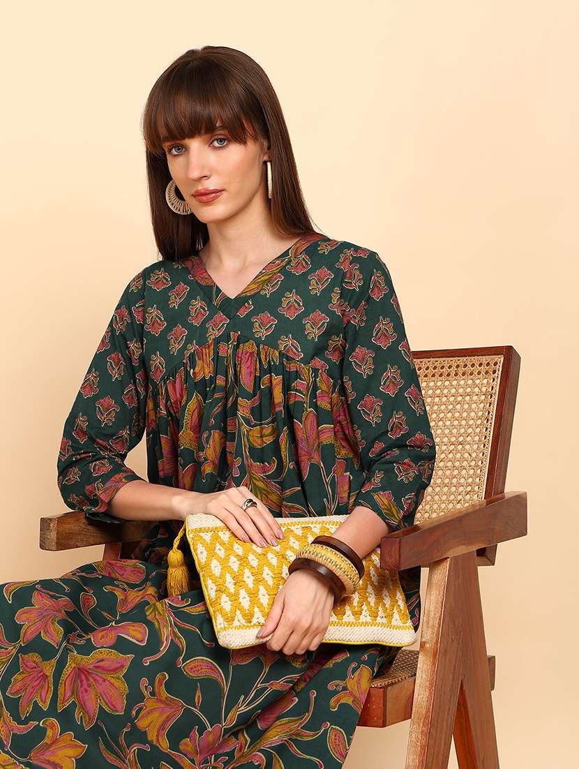 Women Printed Three Quarter Sleeves A-line Top - 22627243 -  Standard Image - 1