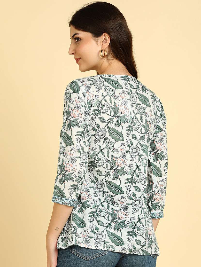 Women Printed Three Quarter Sleeves Regular Top - 22627271 -  Standard Image - 4