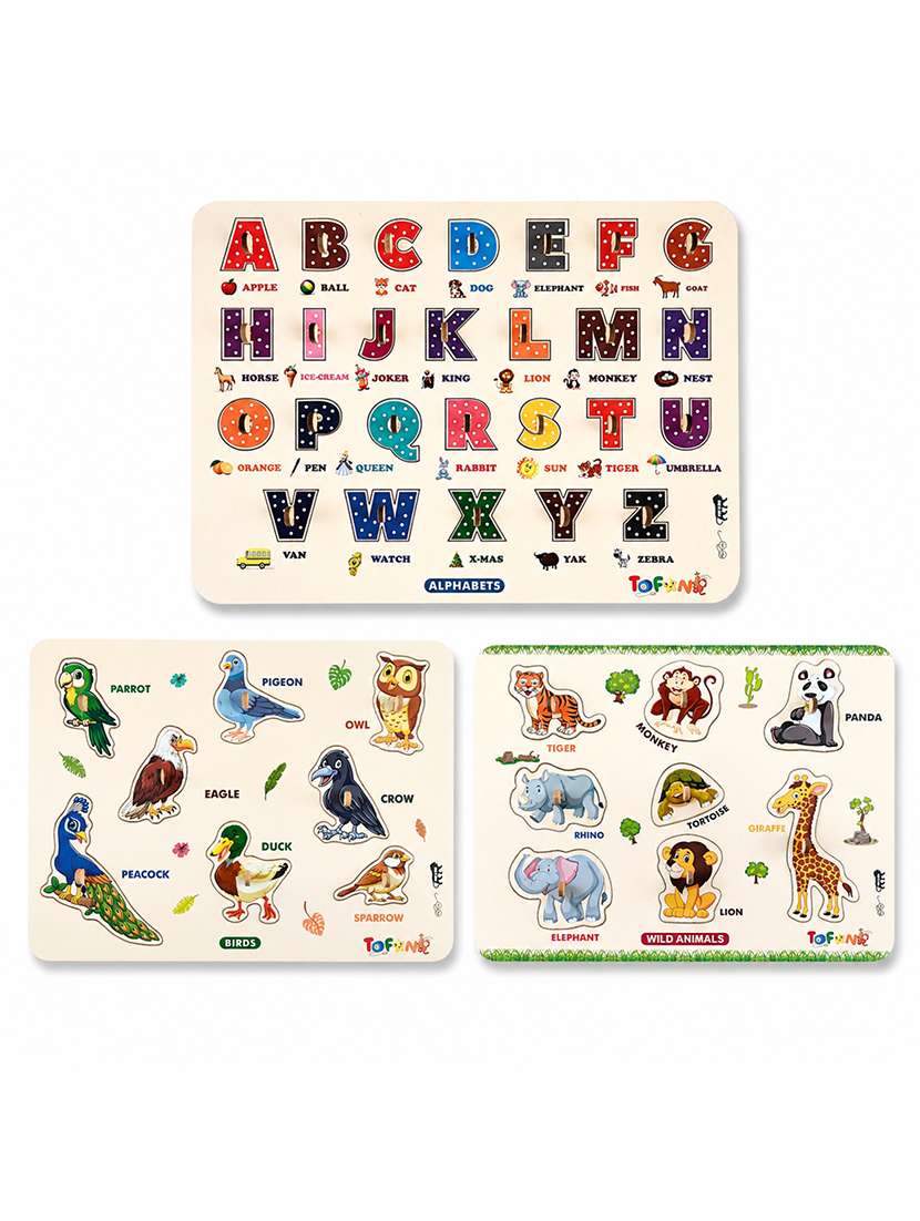 kids pack of 3 wooden pegged puzzle - 22627339 -  Standard Image - 1