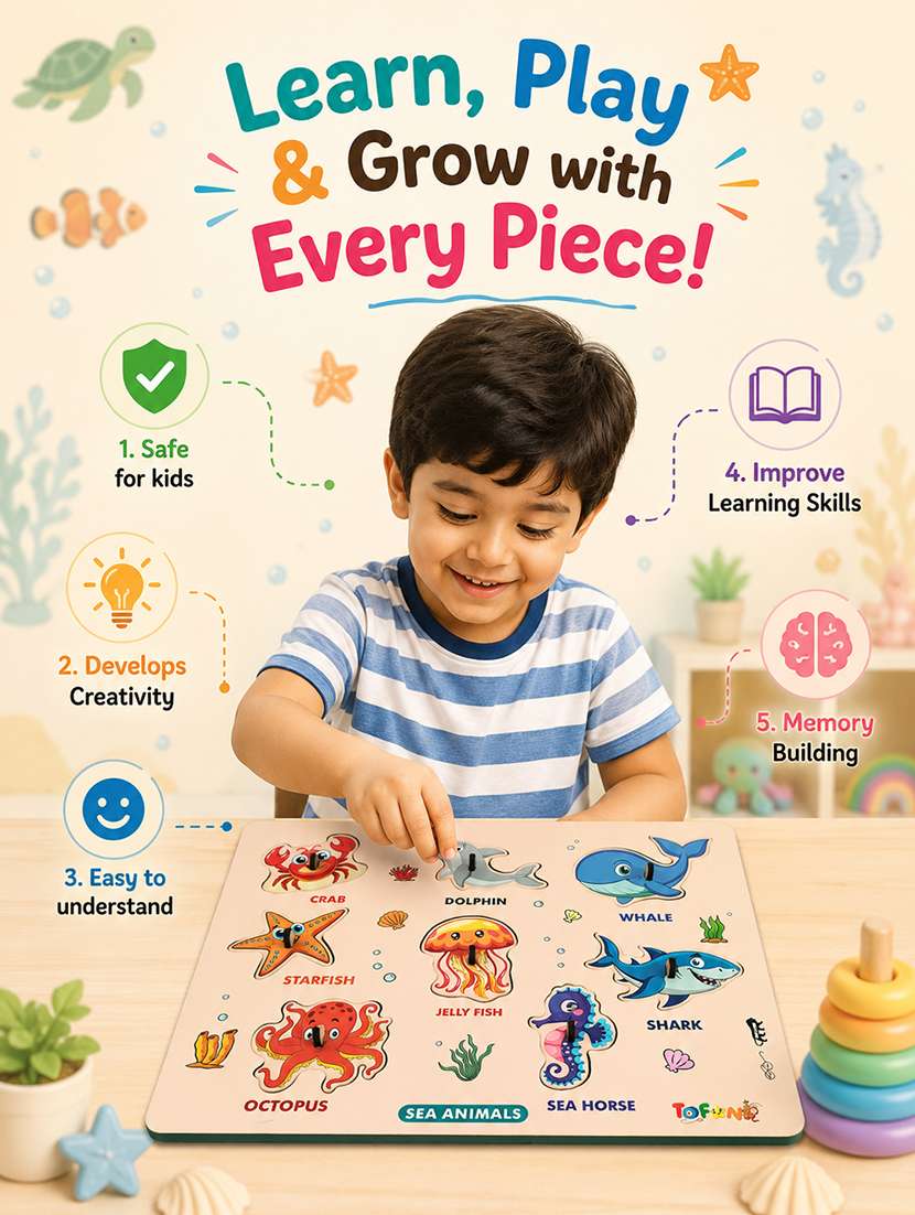 kids pack of 3 wooden pegged puzzle - 22627342 -  Standard Image - 4