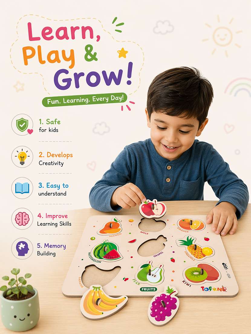 kids pack of 3 wooden pegged puzzle - 22627348 -  Standard Image - 4
