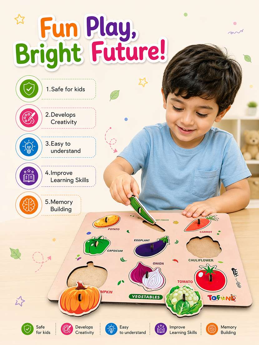 kids pack of 3 wooden pegged puzzle - 22627356 -  Standard Image - 4