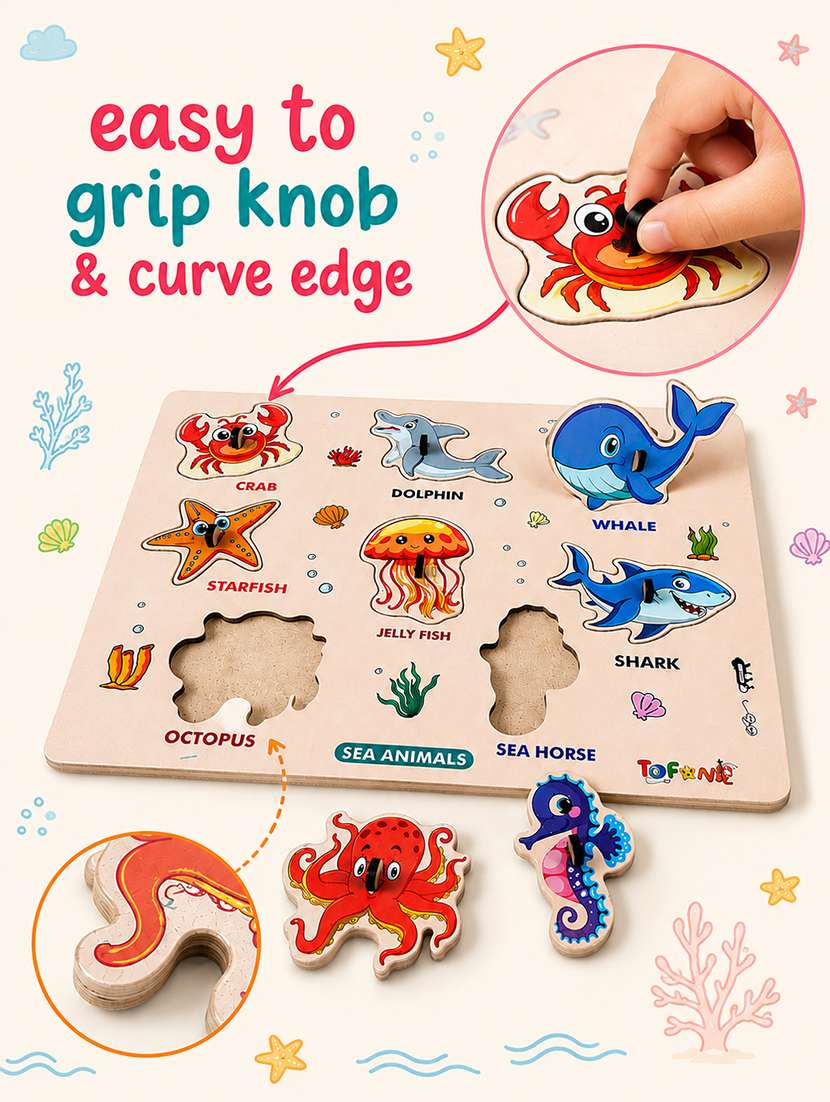 kids pack of 3 wooden pegged puzzle - 22627366 -  Standard Image - 1