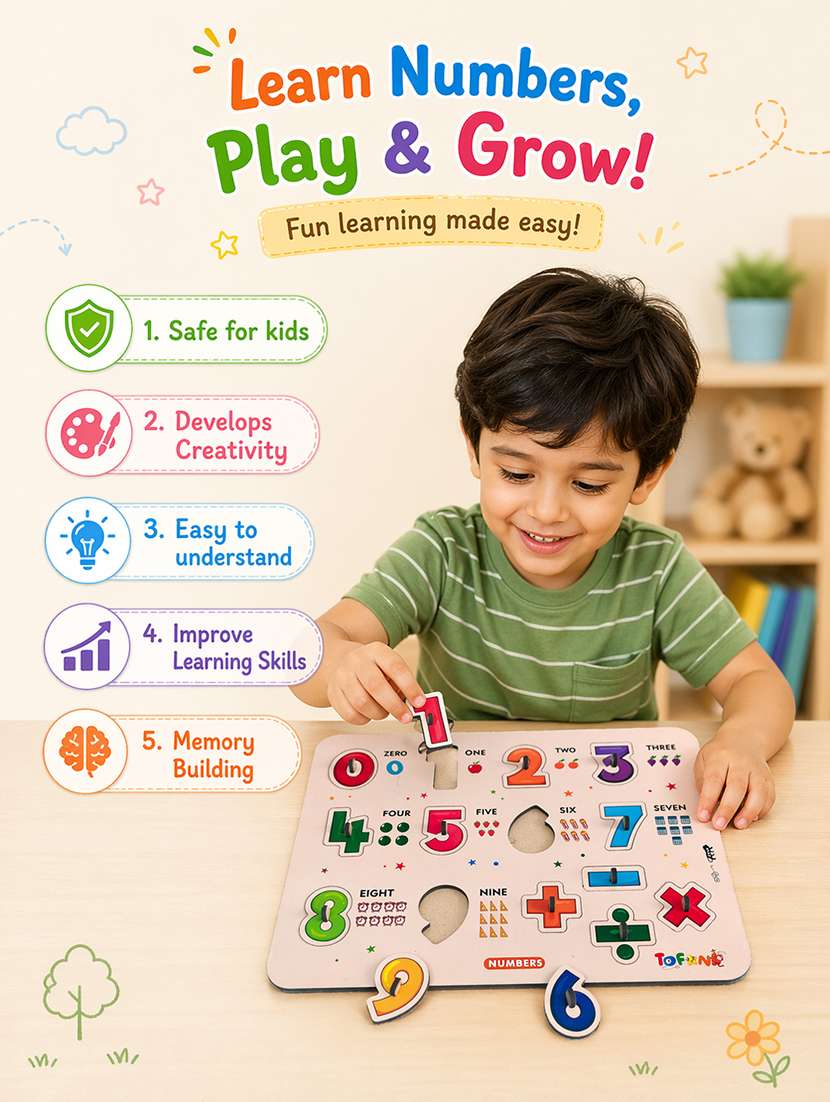 kids pack of 3 wooden pegged puzzle - 22627406 -  Standard Image - 4