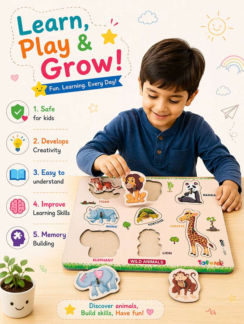 tofani wooden pegged puzzle set of 3 educational toy - 22627409 -  Standard Image - 4