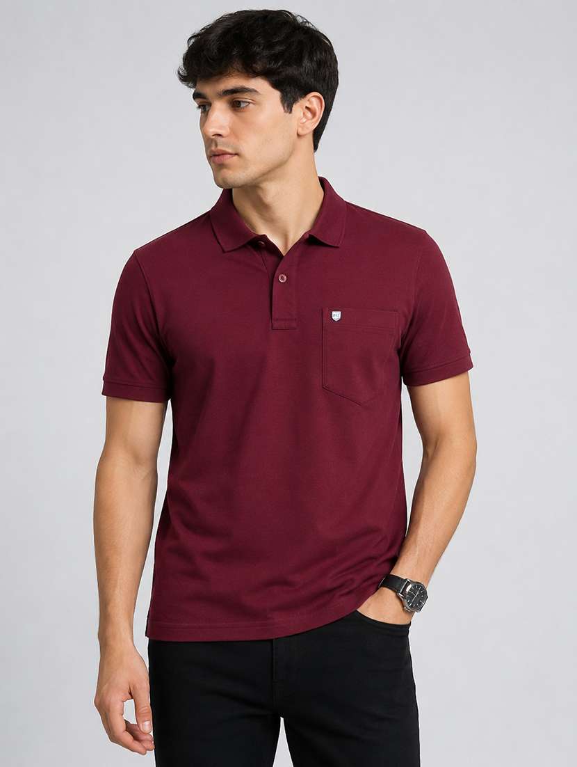 Men Solid Short Sleeve Regular Fit Polo T-shirt - 22627648 -  Standard Image - 1