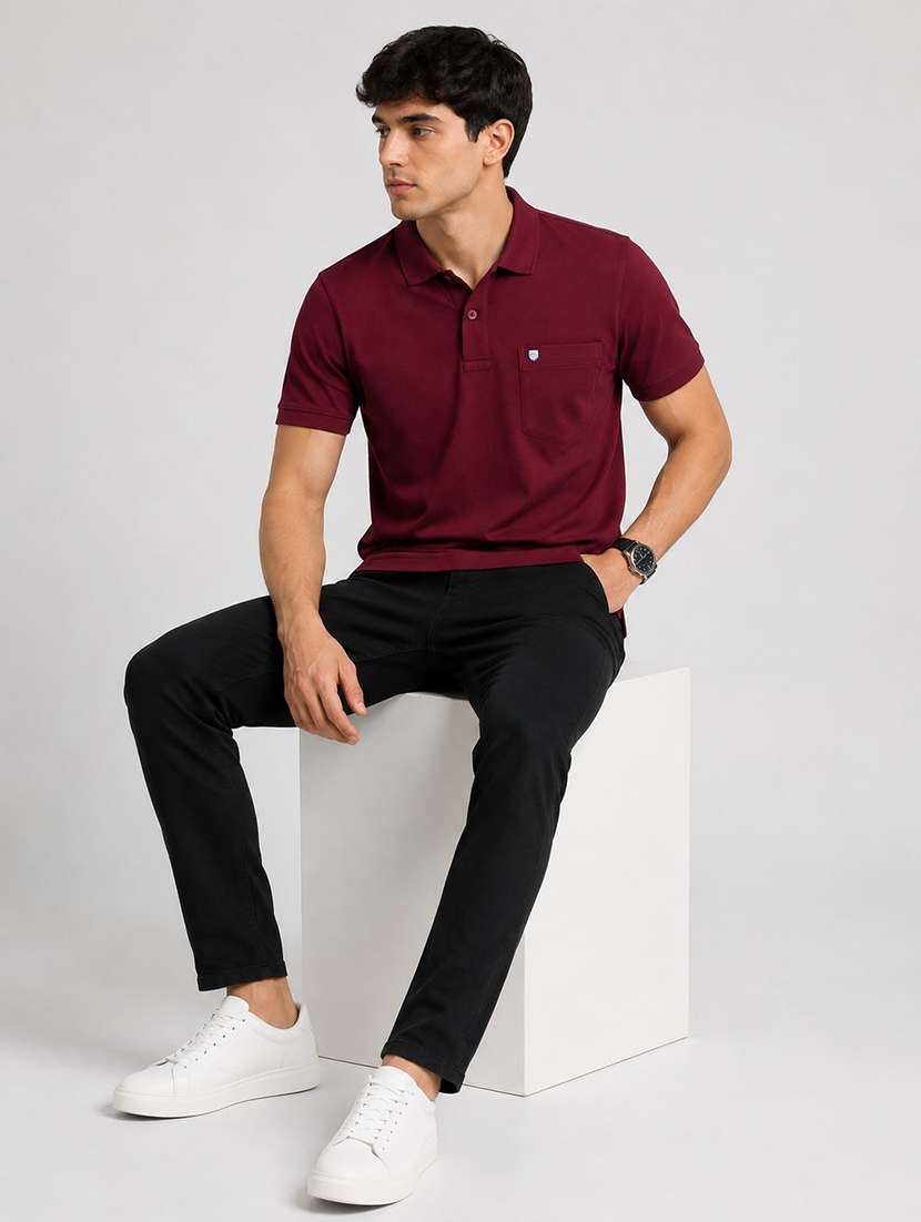 Men Solid Short Sleeve Regular Fit Polo T-shirt - 22627648 -  Standard Image - 4