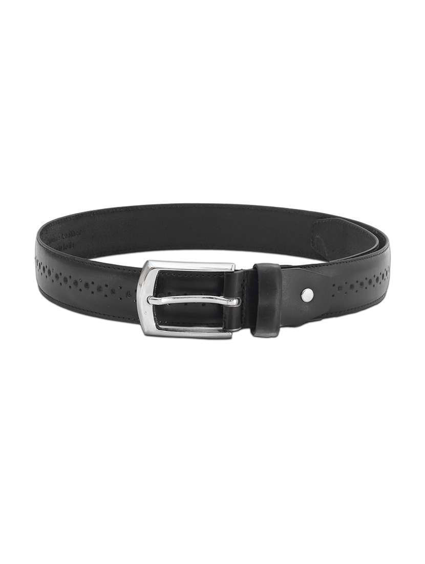 black leather formal belt with silver buckle - 22627784 -  Standard Image - 1