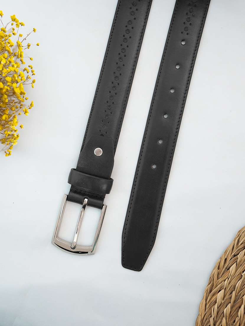 black leather formal belt with silver buckle - 22627784 -  Standard Image - 4