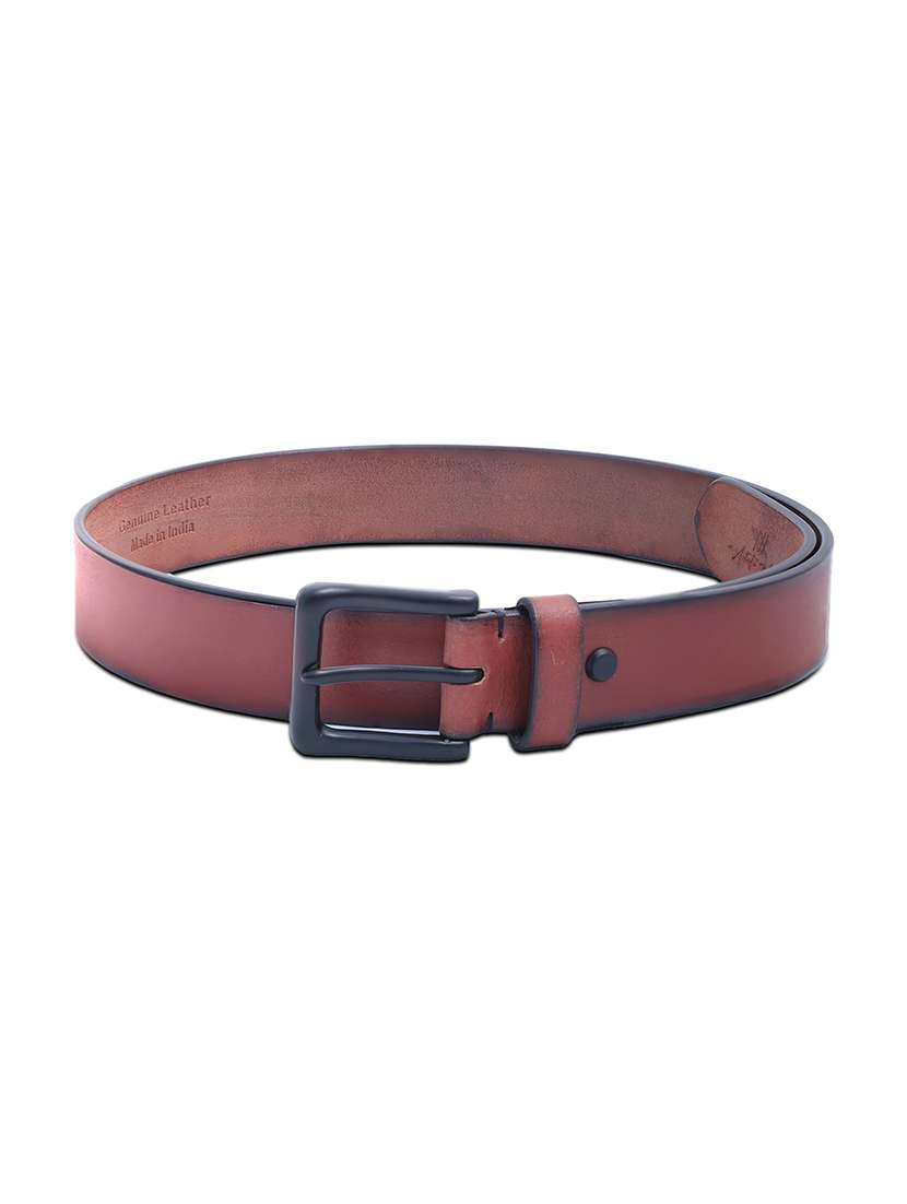 men solid brown leather belt with buckle closure - 22627788 -  Standard Image - 1