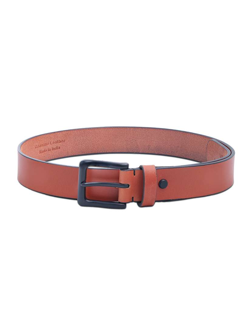 men tan leather belt with black buckle - 22627794 -  Standard Image - 1