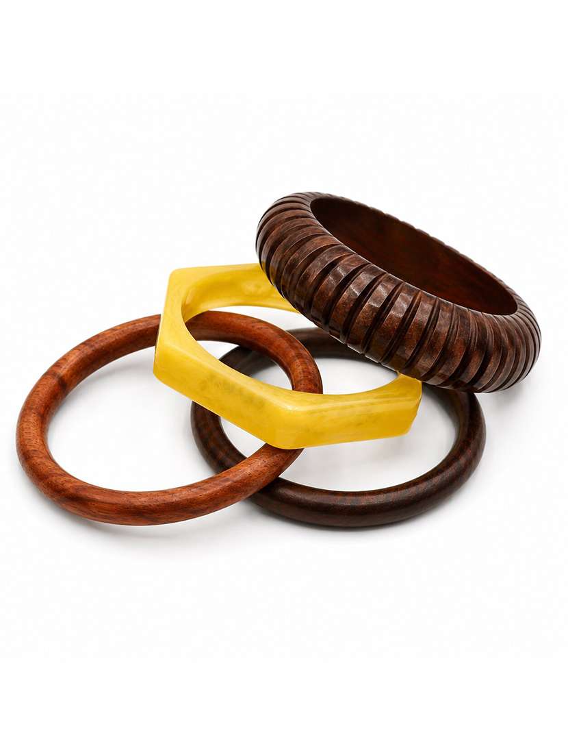 handcrafted resin wood bangle set pack of 4 yellow - 22627801 -  Standard Image - 1