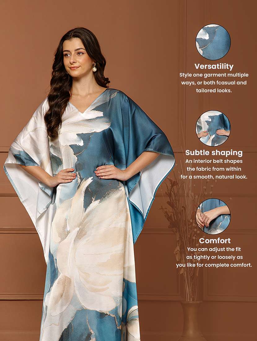 women printed v neck kaftan dress - 22627814 -  Standard Image - 1