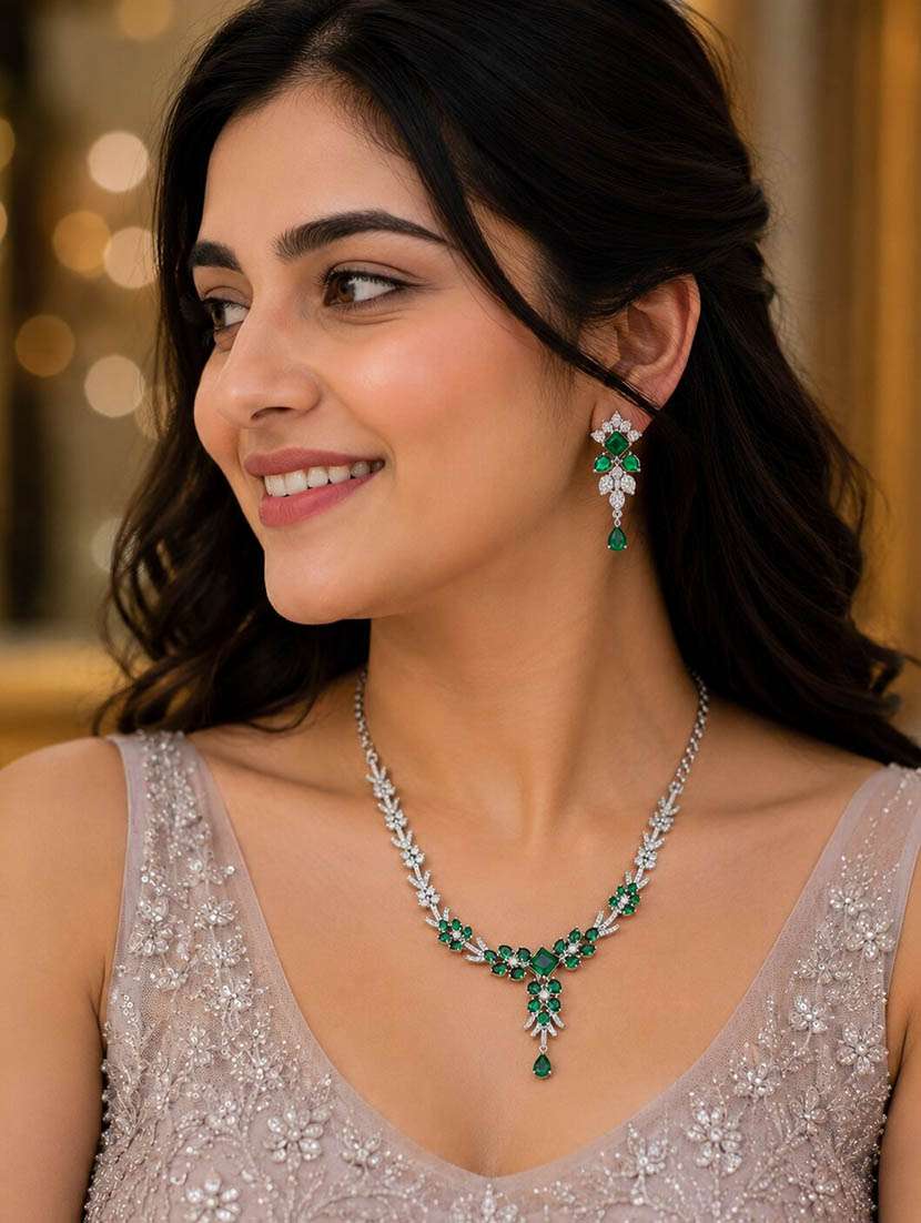 women stone necklace set with earrings - 22627823 -  Standard Image - 1