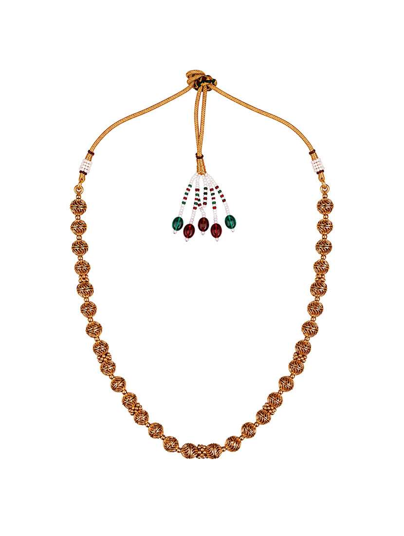 gold plated traditional ball bead necklace set - 22627830 -  Standard Image - 1
