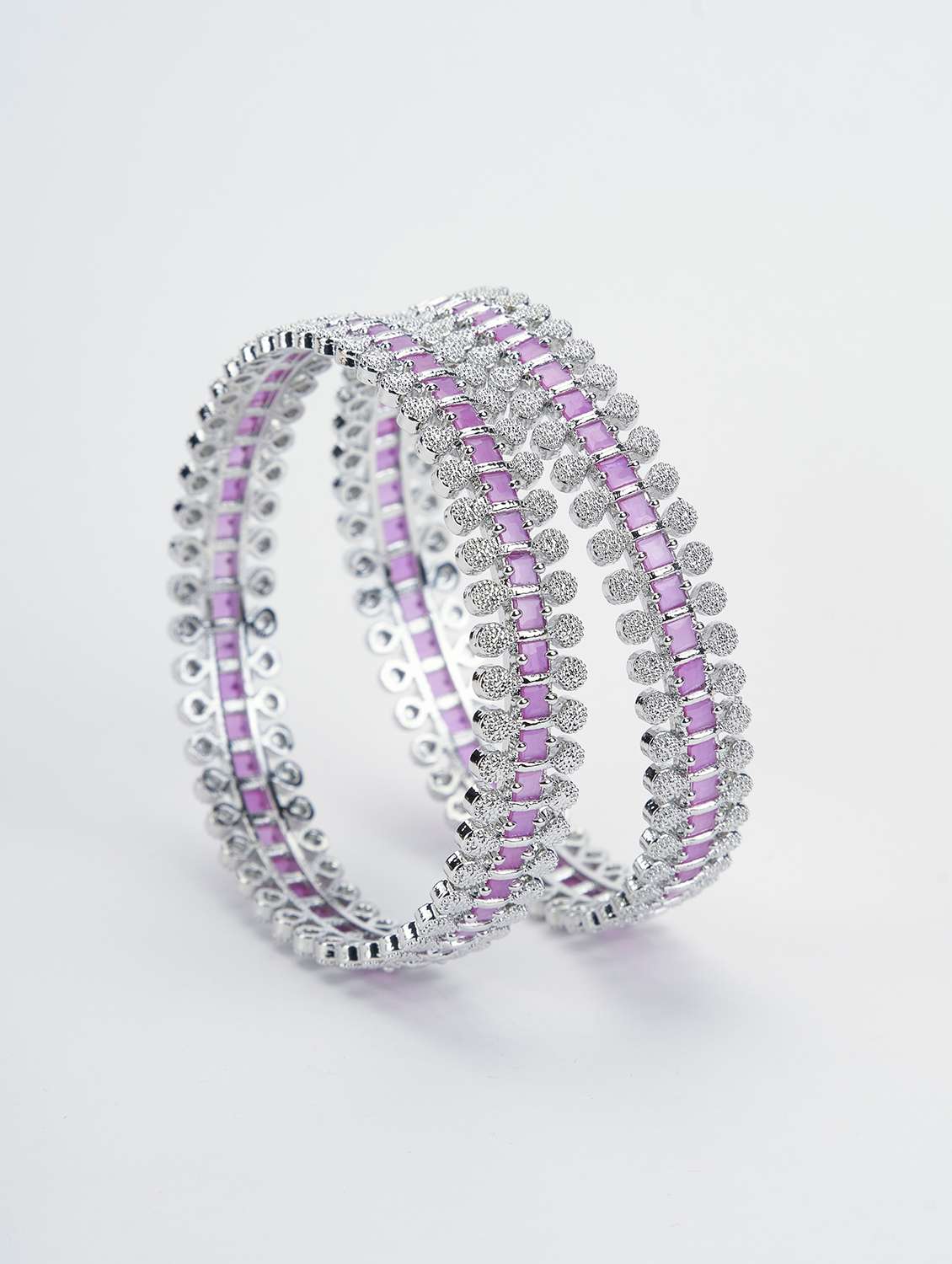 Opal Touch Sparkling Rhodium Bangles Set (pack Of 2) - 22627863 -  Standard Image - 1