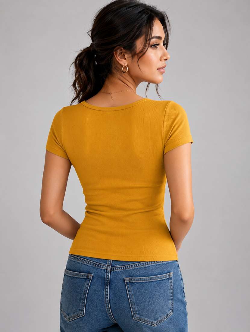 women solid short sleeves regular fit t-shirt - 22627874 -  Standard Image - 1