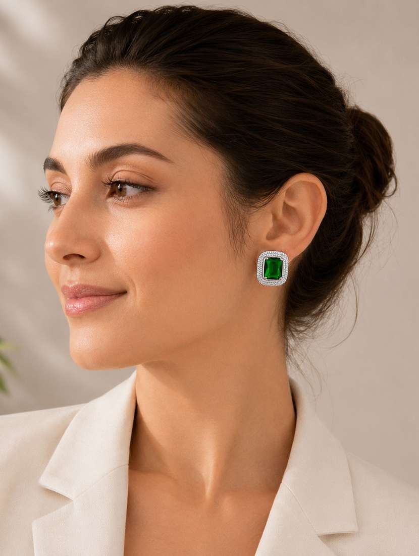 alluring crystal green studs - 22627884 -  Standard Image - 1