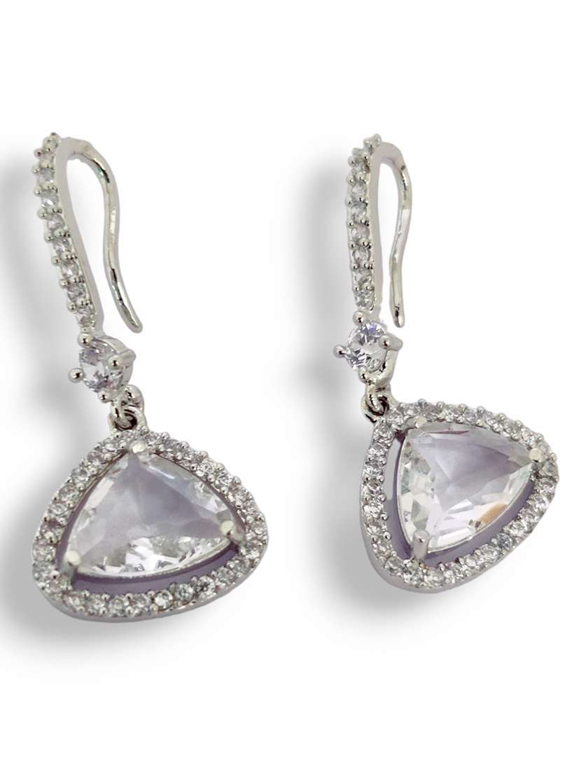 Women Silver Triangle Drop Earrings - 22627919 -  Standard Image - 1