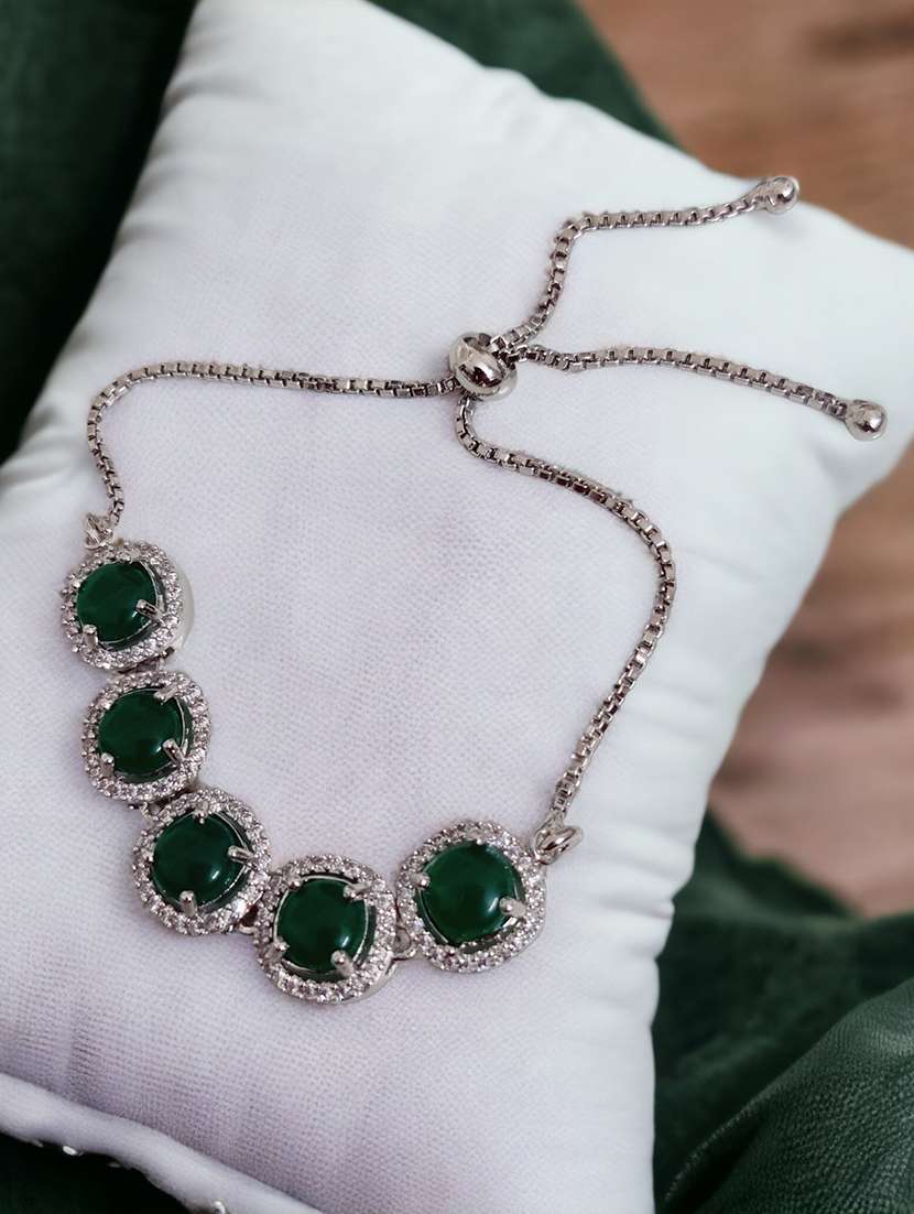 women green stone brass bracelet