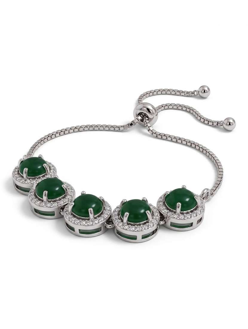 Women Green Stone Brass Bracelet - 22627939 -  Standard Image - 1
