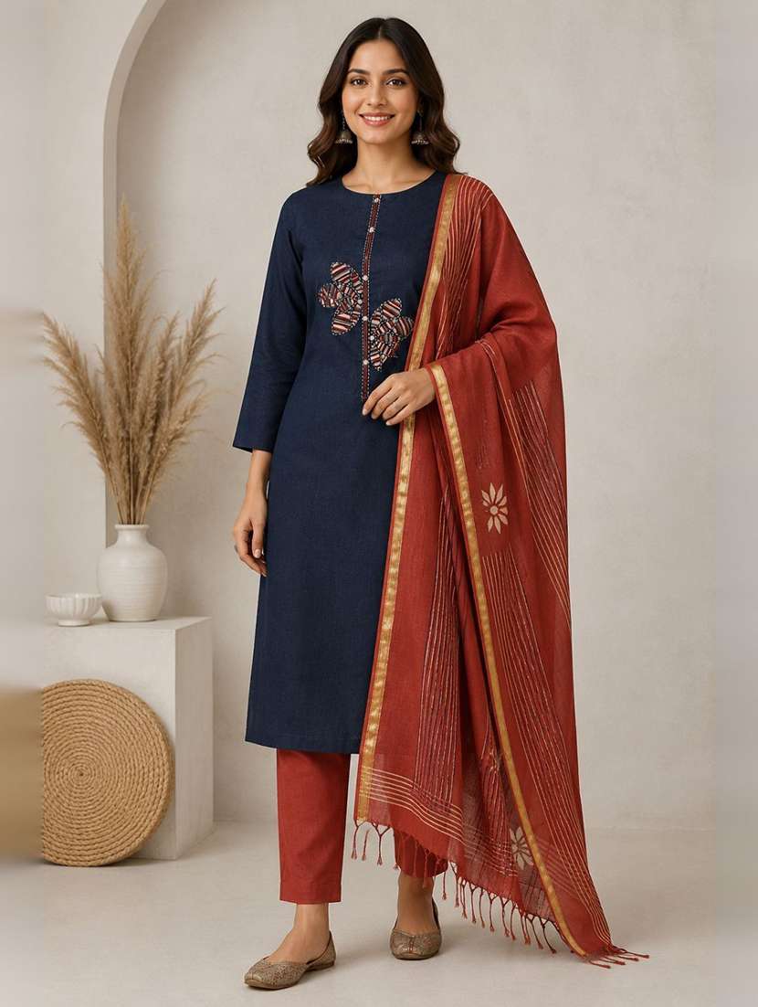 women printed unstitched suit set