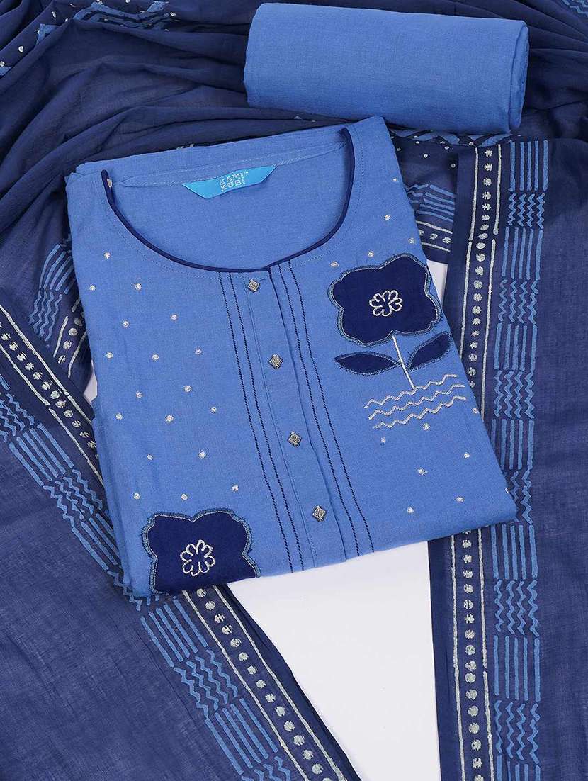 women solid with work unstitched suit set - 22628019 -  Standard Image - 1