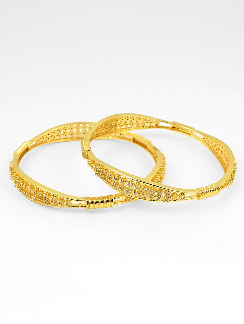 Women Pack Of 2 Sparkling Rhodium Bangles Set - 22628035 -  Standard Image - 1