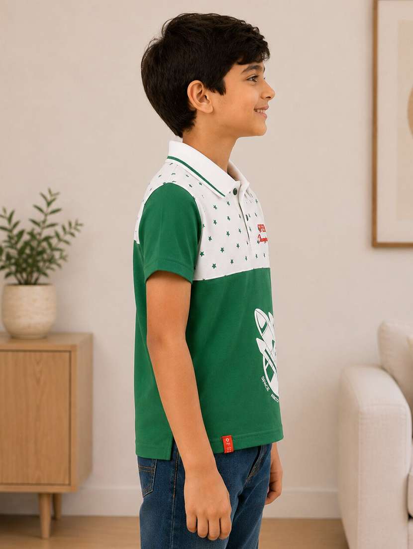 Boys Printed Short Sleeves Polo T-shirt - 22635345 -  Standard Image - 1