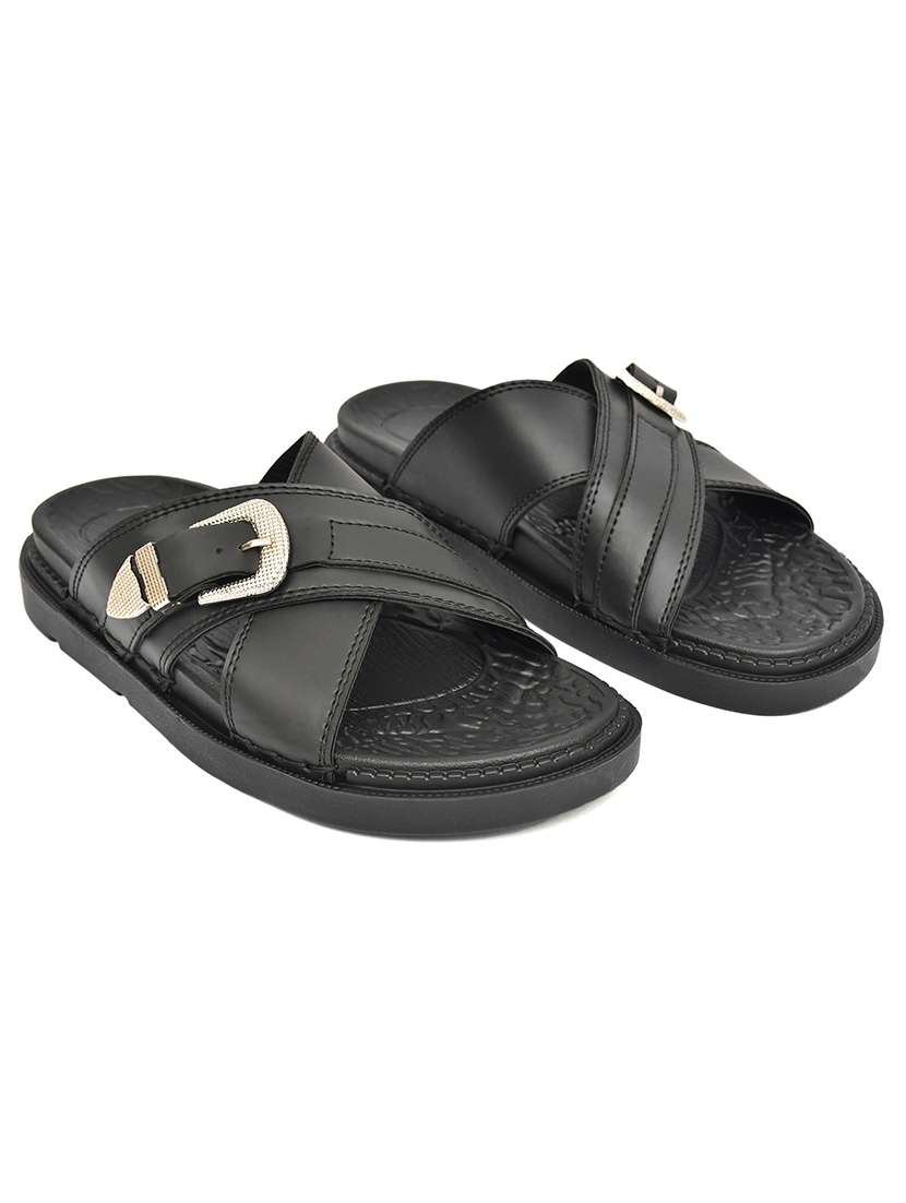 Men Black Slip On Sandal - 22635353 -  Standard Image - 1