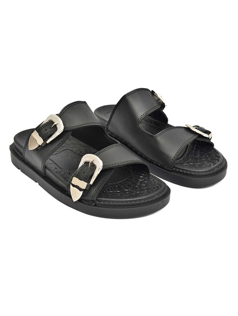 Men Black Slip On Sandal - 22635355 -  Standard Image - 1