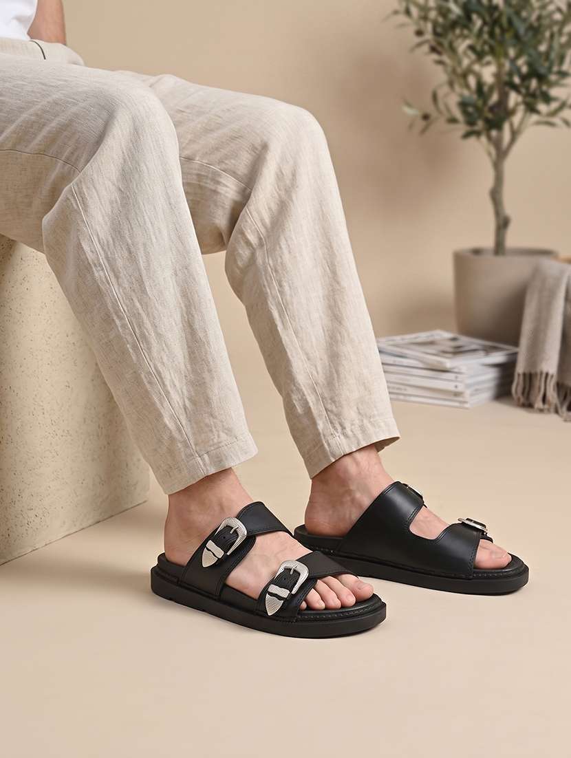Men Black Slip On Sandal - 22635355 -  Standard Image - 4
