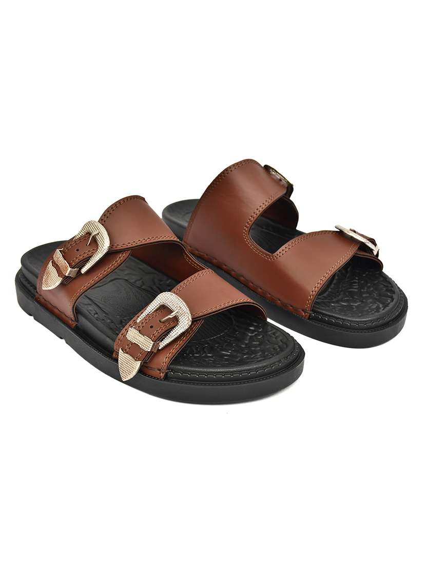men brown slip on sandal - 22635356 -  Standard Image - 1