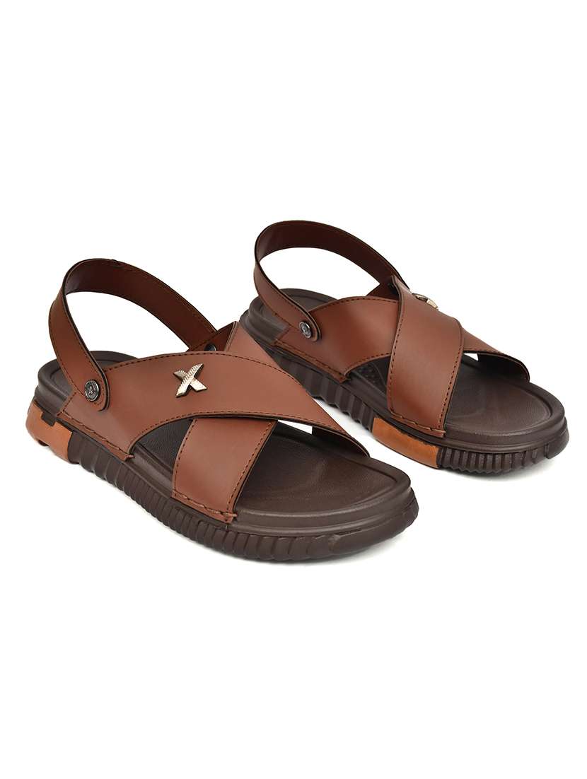 Men Brown Back Strap Sandal - 22635358 -  Standard Image - 1