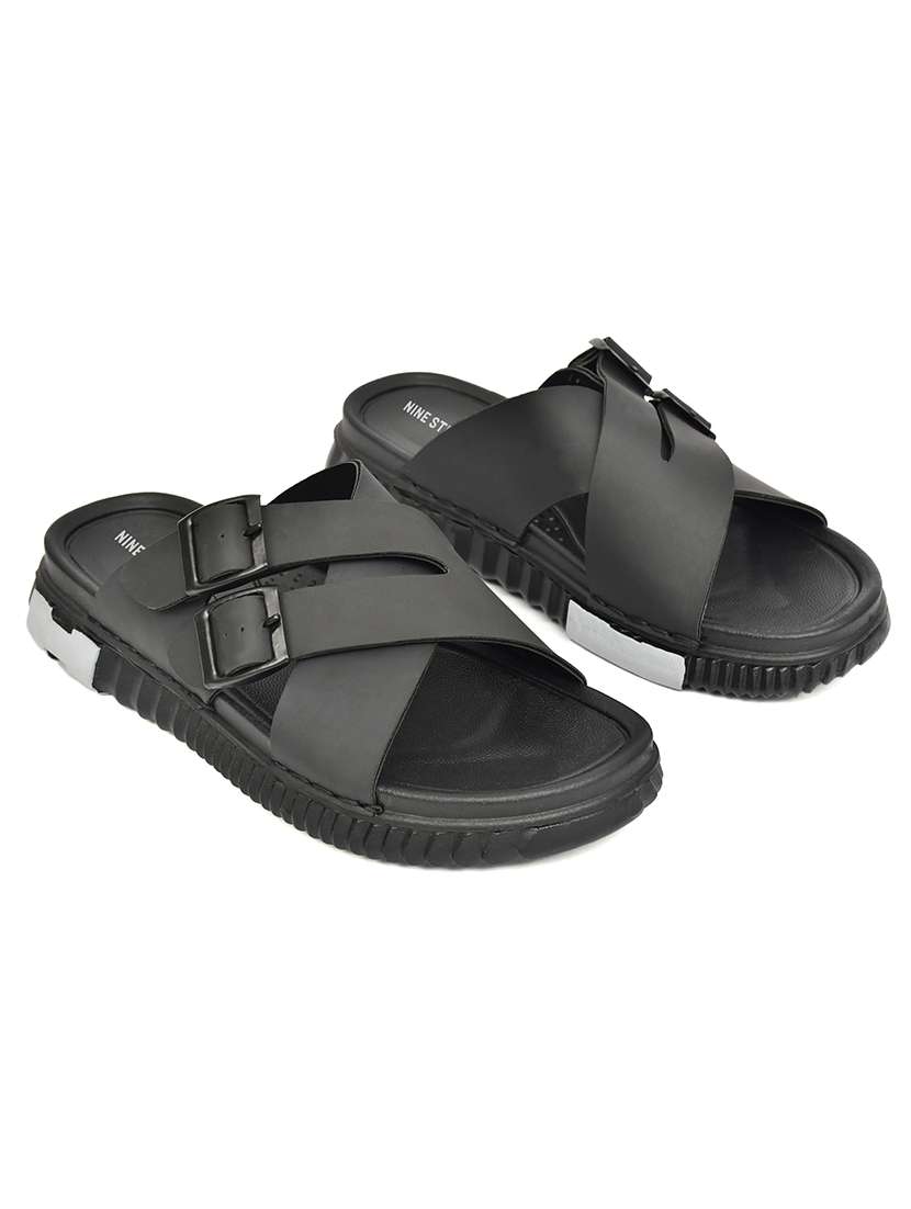 men black slip on sandal - 22635359 -  Standard Image - 1
